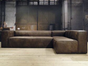 bruin leren hoekbank