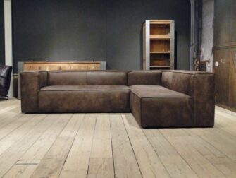 bruin leren hoekbank