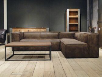 bruin leren hoekbank