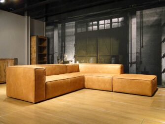 leren cognac hoekbank