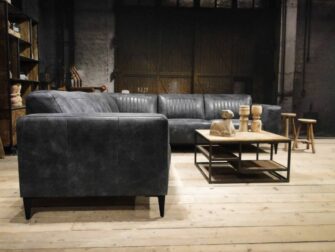 leren grijze hoekbank