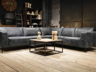 leren grijze hoekbank