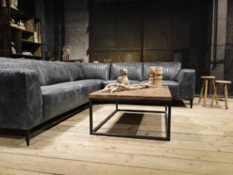 leren grijze hoekbank