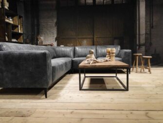 leren grijze hoekbank