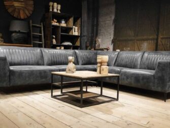 leren grijze hoekbank