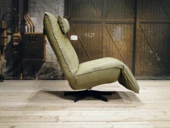 leren relax fauteuil olive