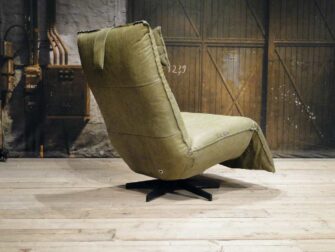 leren relax fauteuil olive