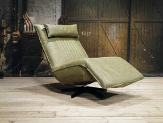 leren relax fauteuil olive