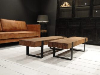 massief houten salontafel