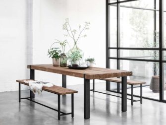 teak tafel dikke balken