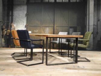 industriele teak tafel