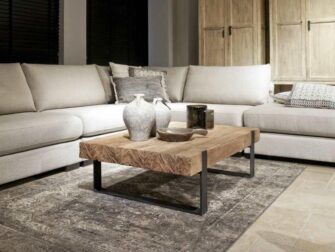 Salontafel Ferro - gemaakt uit 10cm massief gerecycled teak, Hier getoond in de maat 120x80cm